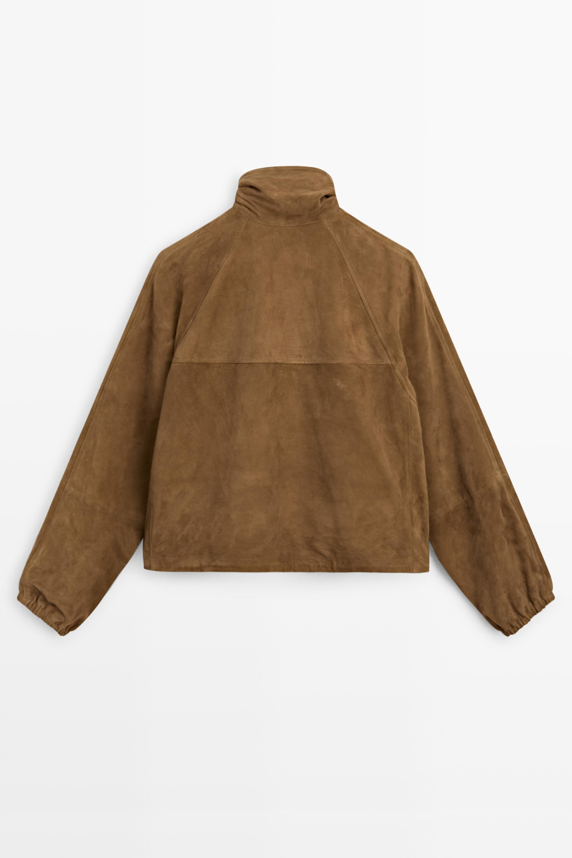 VESTE BOMBER COURTE EN CUIR EFFET DAIM
