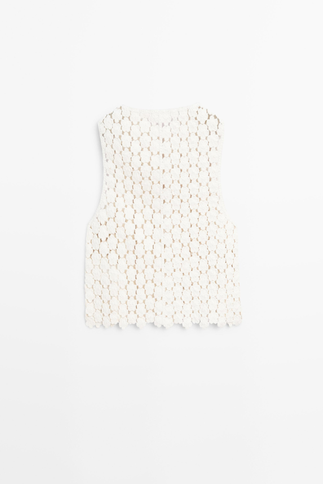 VESTE SANS MANCHES EN CROCHET À FLEURS EN COTON