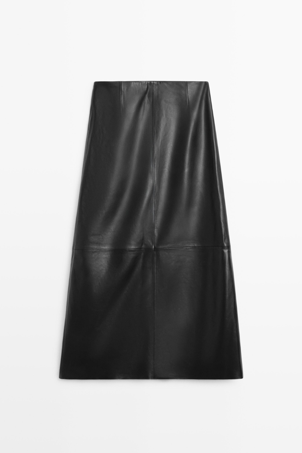 JUPE MIDI EN CUIR NAPPA AVEC COUTURES