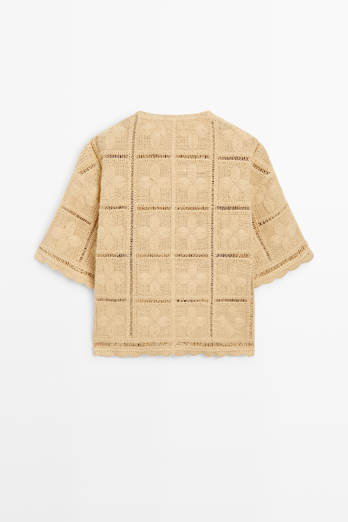 VESTE EN MAILLE AJOURÉE ET CROCHET