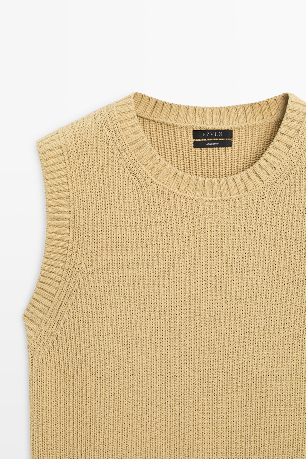 VESTE SANS MANCHES EN MAILLE DE COTON À COL ROND