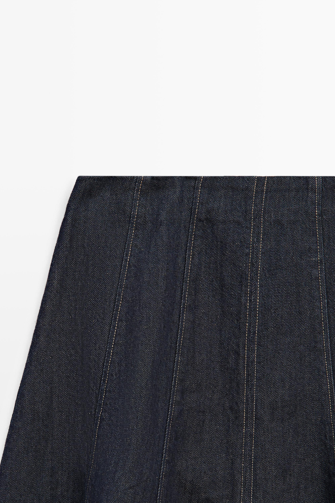 DENIM GODET MIDI SKIRT