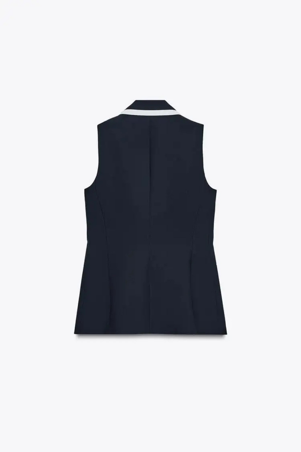 DOPPELREIHIGE WESTE MIT KONTRASTPASPILIERUNG IN SCHWARZ