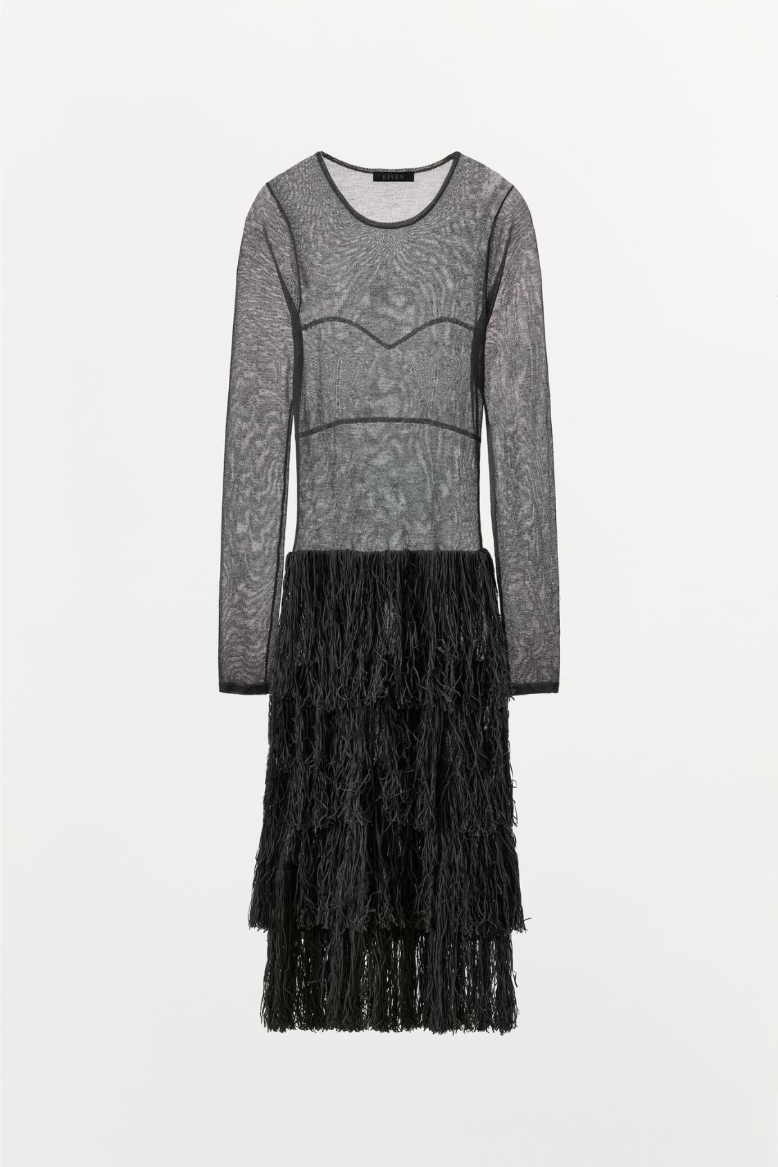 ROBE EN MAILLE FIL MÉTALLISÉ FRANGES
