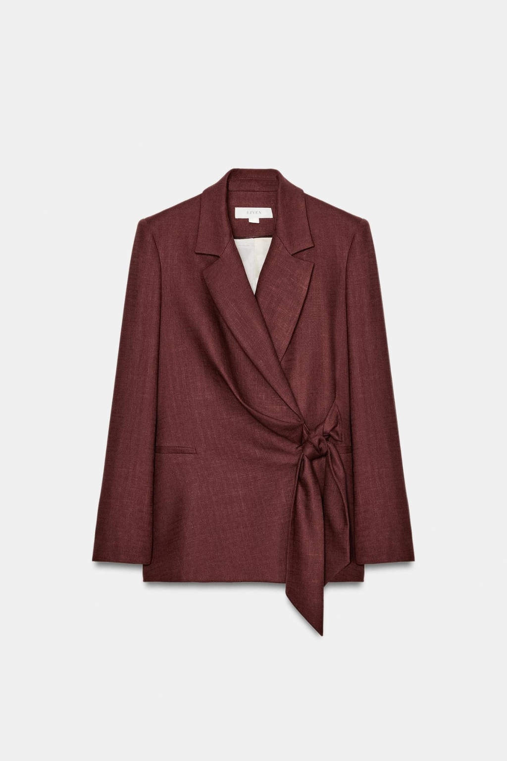 VESTE À BOUTONNAGE CROISÉ AVEC NŒUD ET LIN
