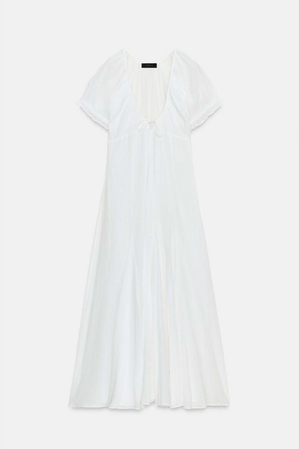 Robe mi-longue en gaze avec godets blanc