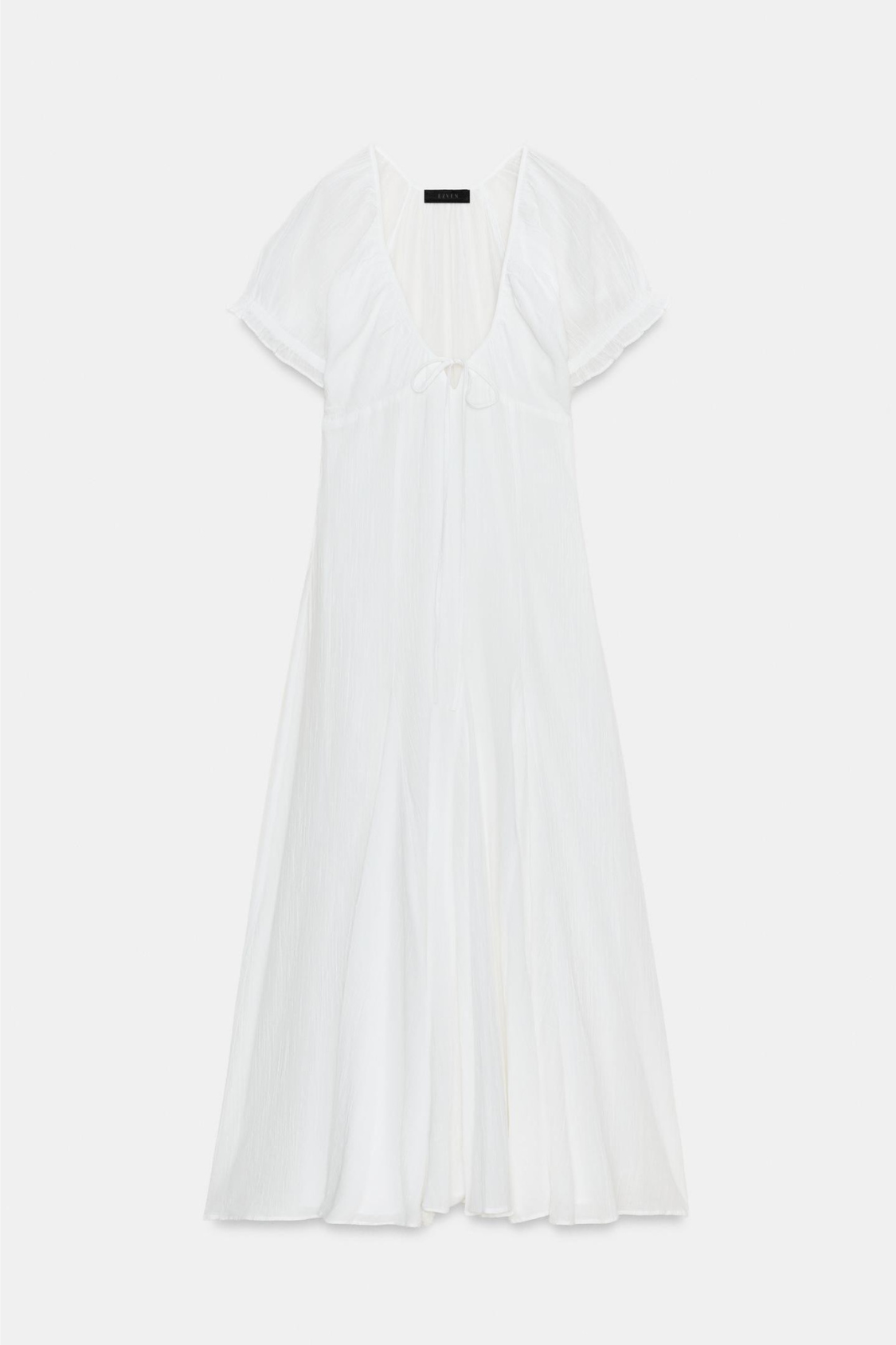 Robe mi-longue en gaze avec godets blanc