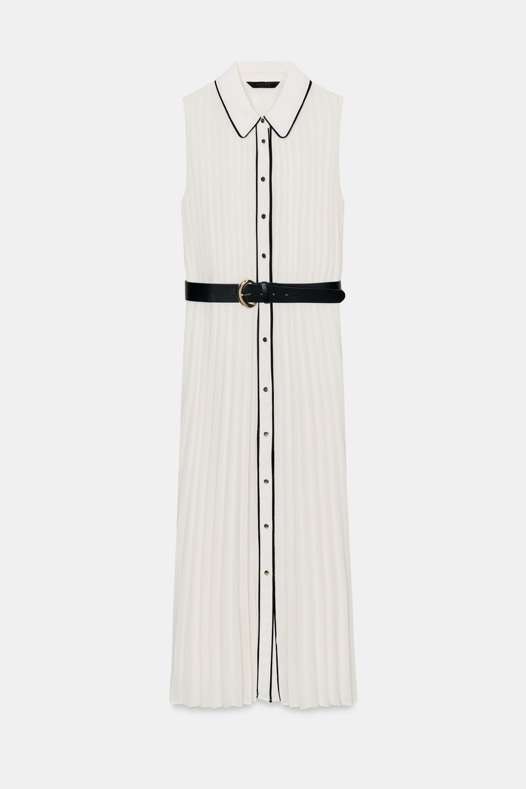 Robe midi plissée avec ceinture
