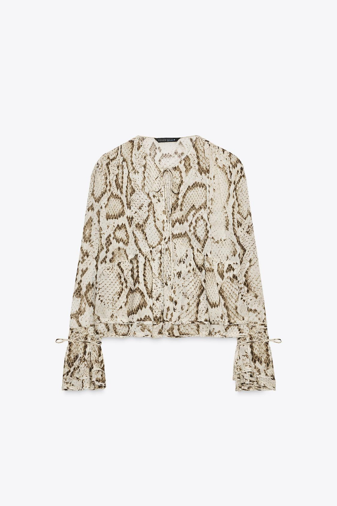 SEMI-TRANSPARENTE BLUSE MIT ANIMAL-PRINT
