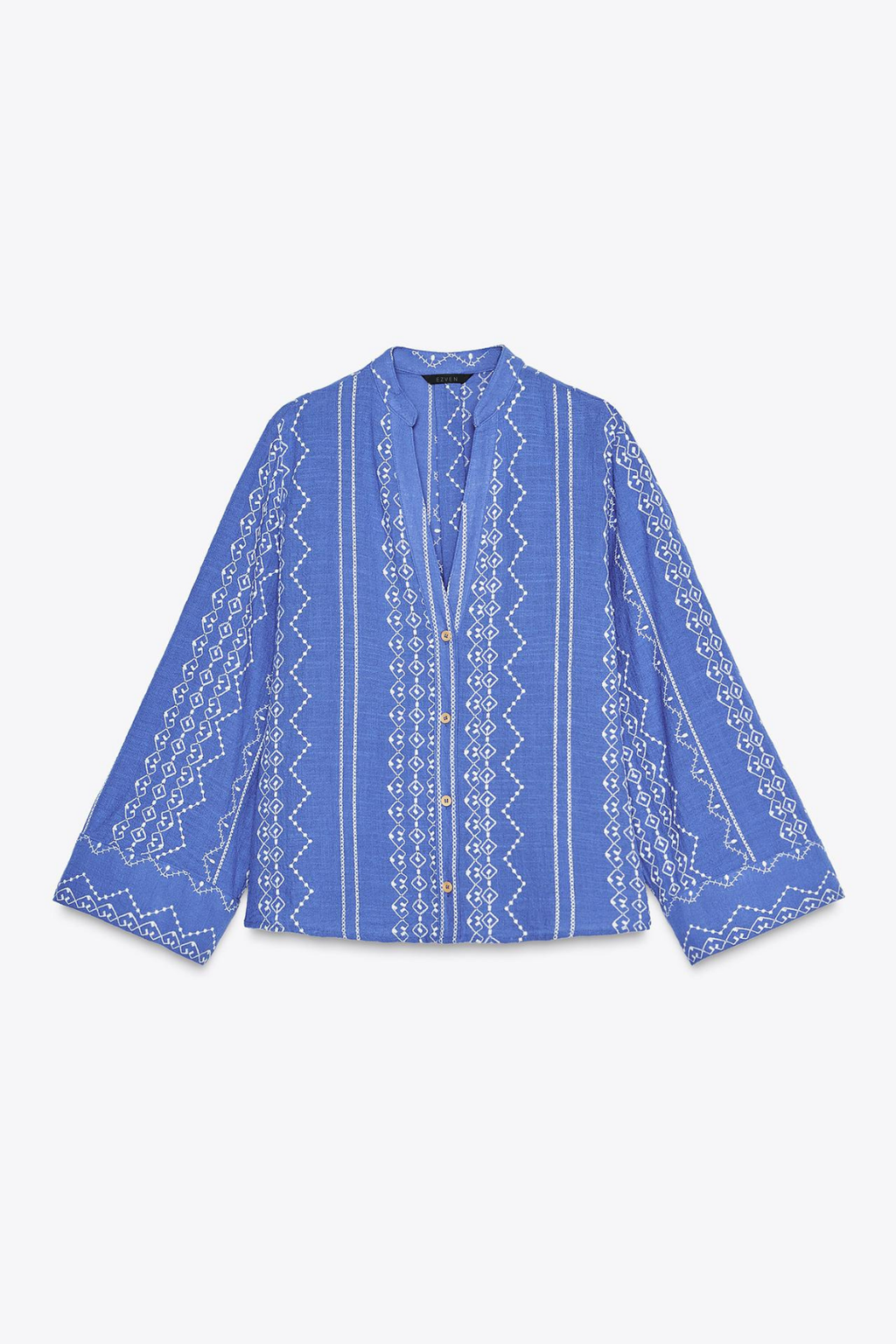EMBROIDERED COTTON BLOUSE AZURBLAU
