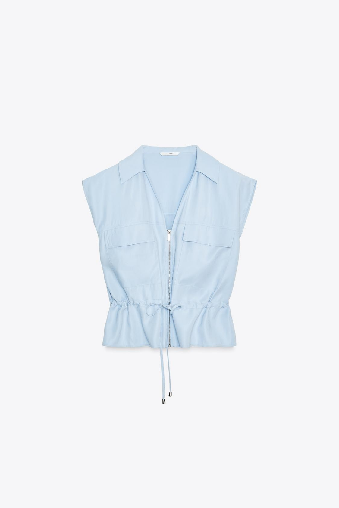 ÄRMELLOSE SAFARI-BLUSE MIT KORDBUND