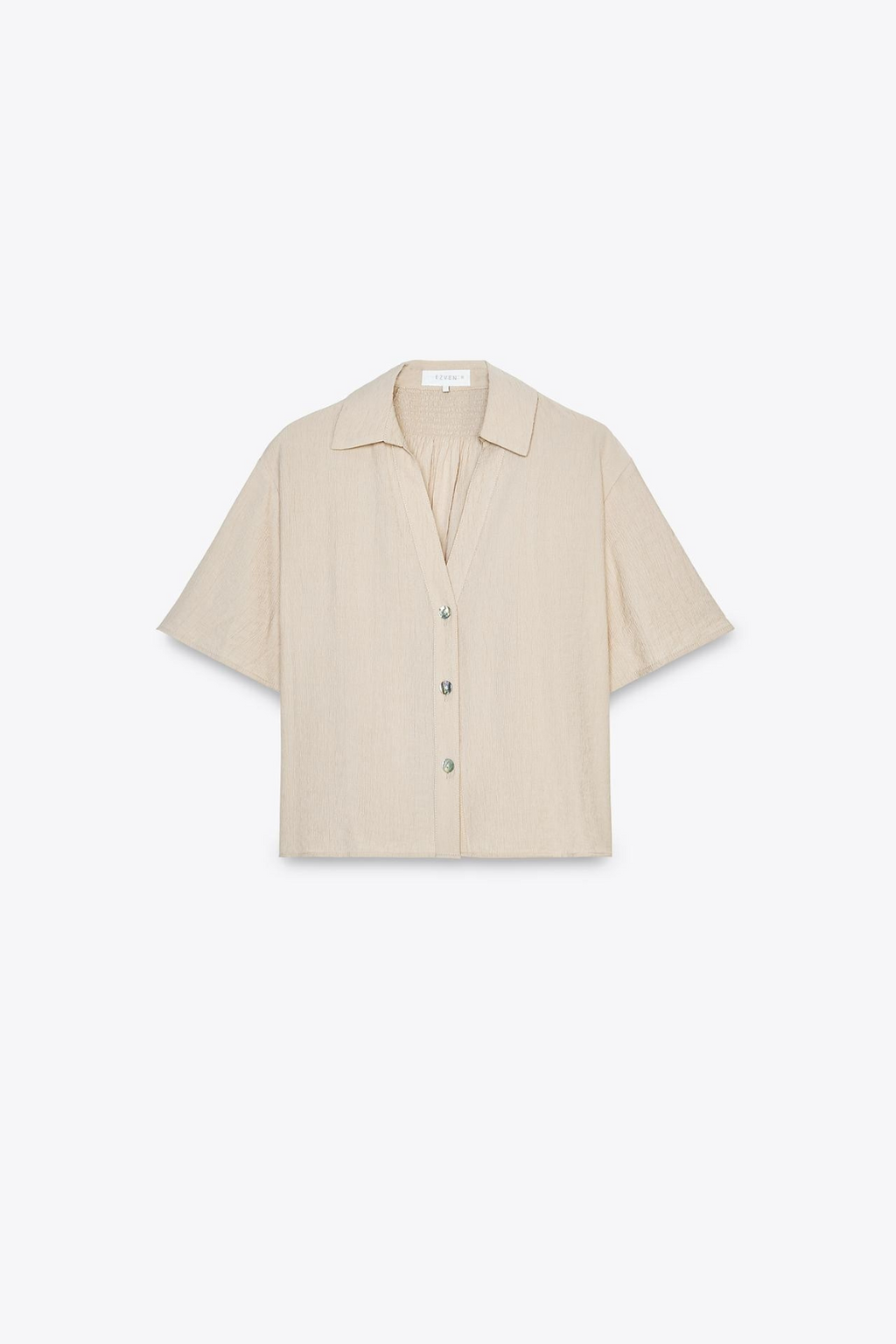 STRUKTURIERTES CROPPED HEMD BEIGE