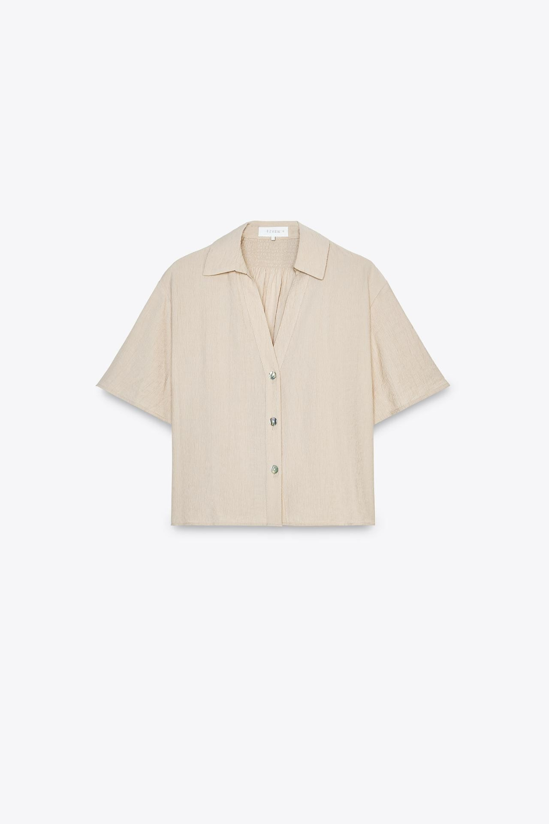 STRUKTURIERTES CROPPED HEMD BEIGE